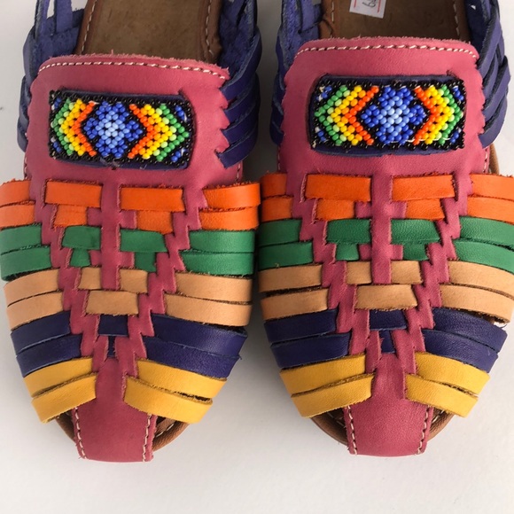Available now! Mexican Leather Huichol Sandals - Picture 7 of 8
